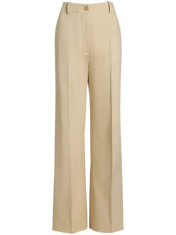 Patou Organic-cotton Flared Trousers in Neutrals