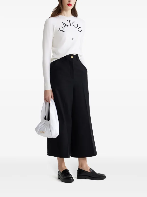 ☆関税込み☆【PATOU】ブラック ワイドパンツ Patou ワイドジーンズ | ブラック | FARFETCH JP