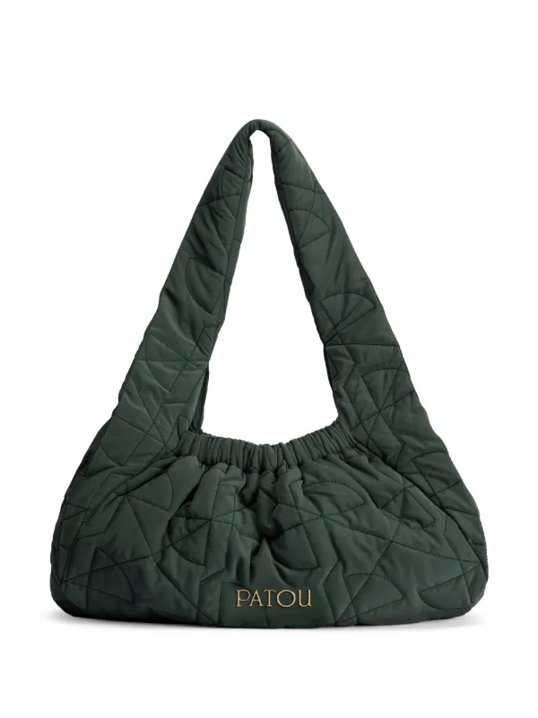 Patou Large Le Biscuit Shoulder Bag in Green
