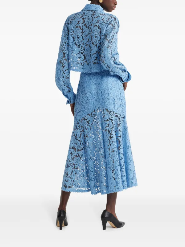 Patou Mermaid Lace Midi Skirt | Blue | FARFETCH