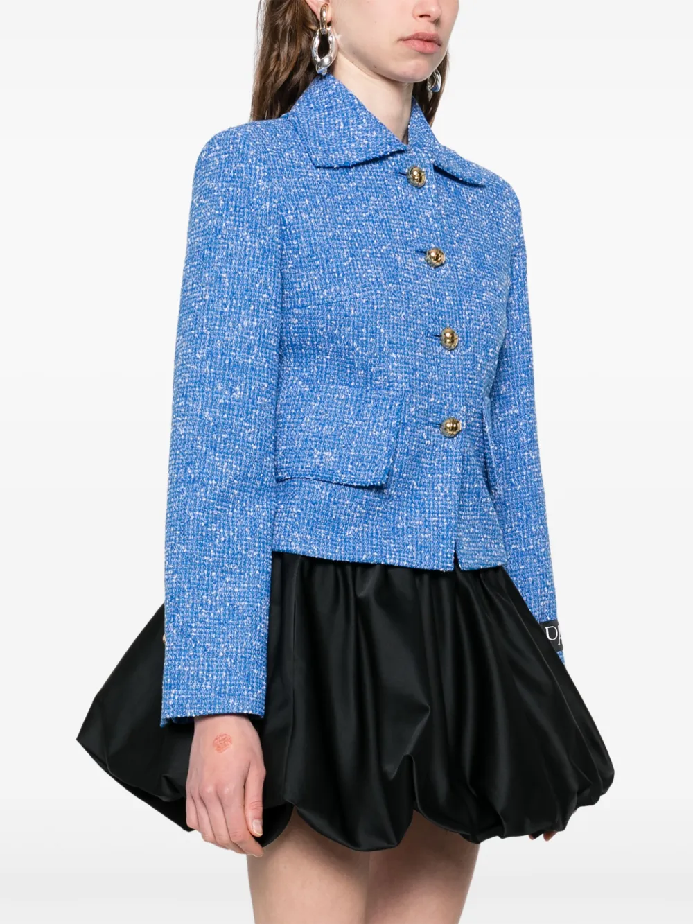 Patou Cropped tweed jack Blauw