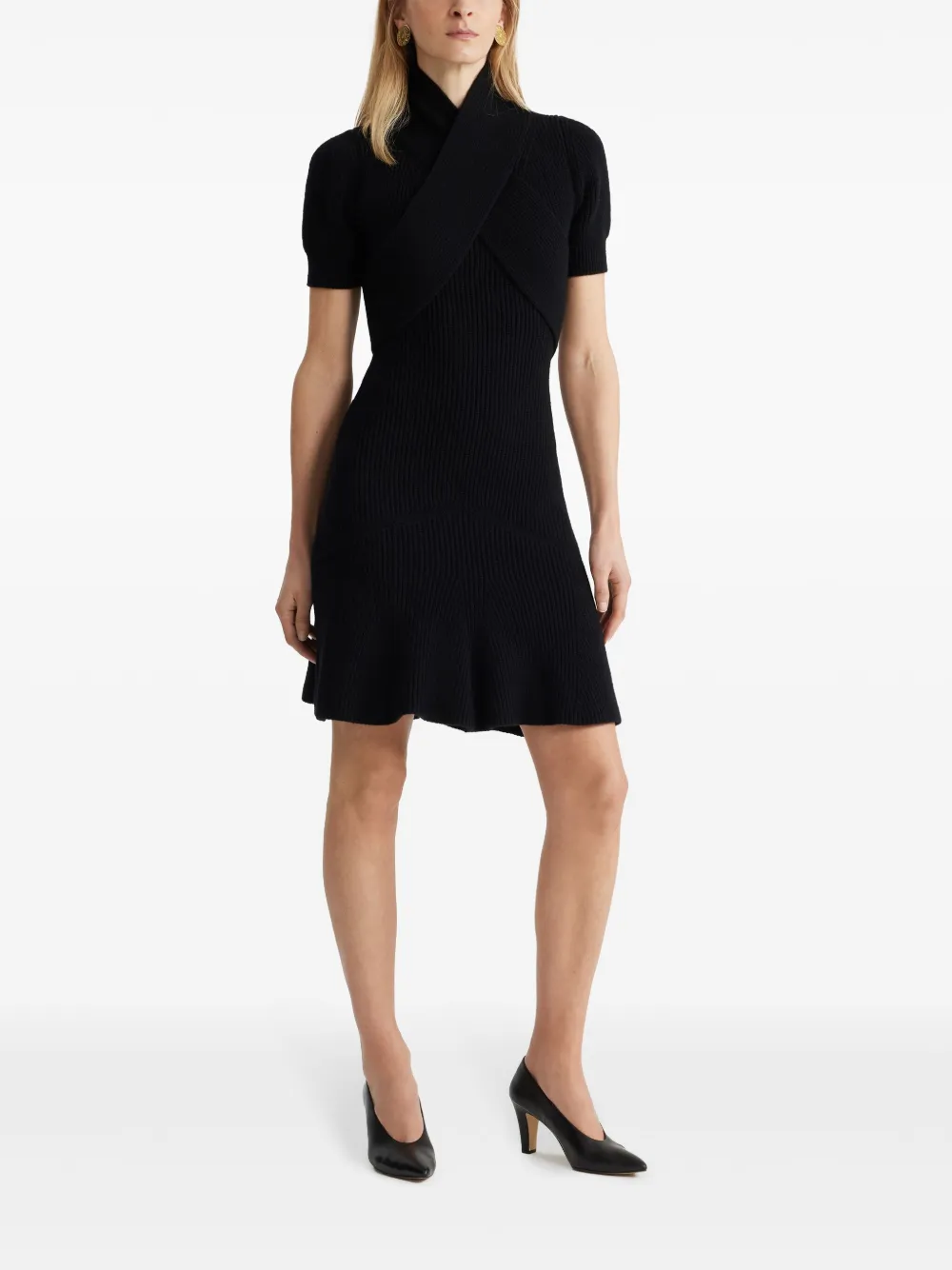 Patou wrap mini dress - Zwart