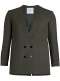 Patou collarless double-breasted blazer - Green