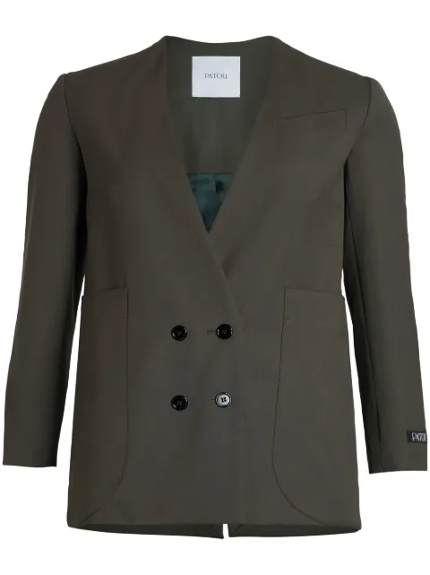 Patou collarless double-breasted blazer