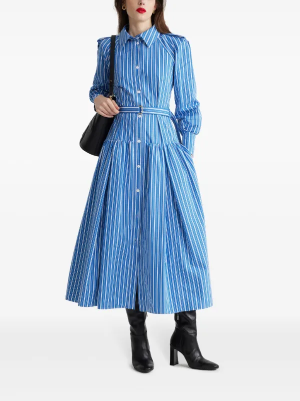 【関税無】PATOU パトゥ ストライプシャツドレス Patou ストライプ シャツドレス | ブルー | FARFETCH JP