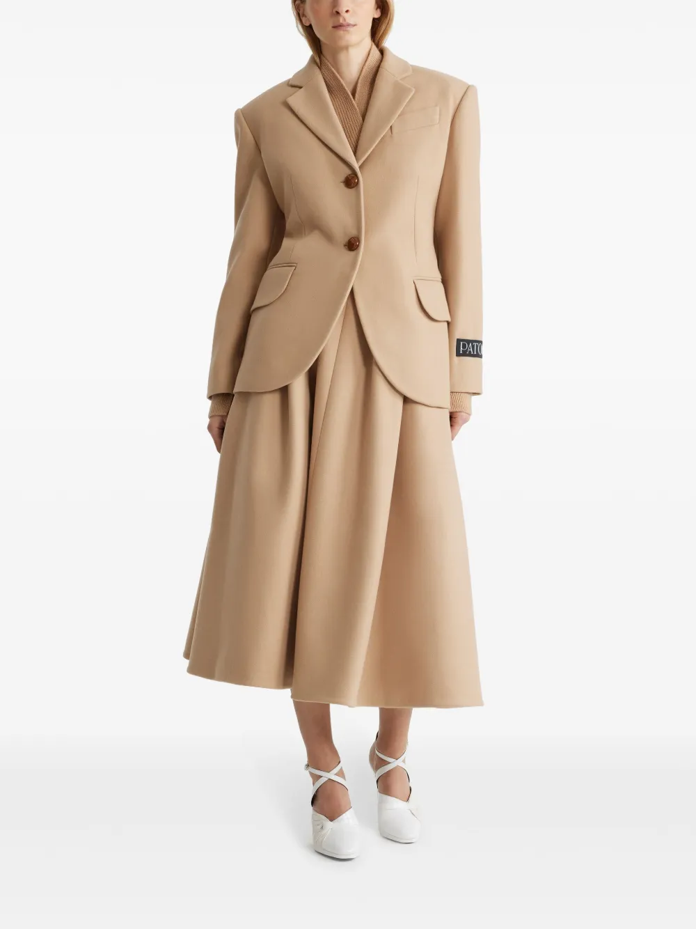 Shop Patou Belted Jacket In Neutrals
