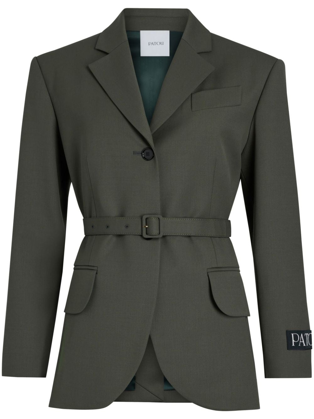 Shop Patou Belted Jacket In Green