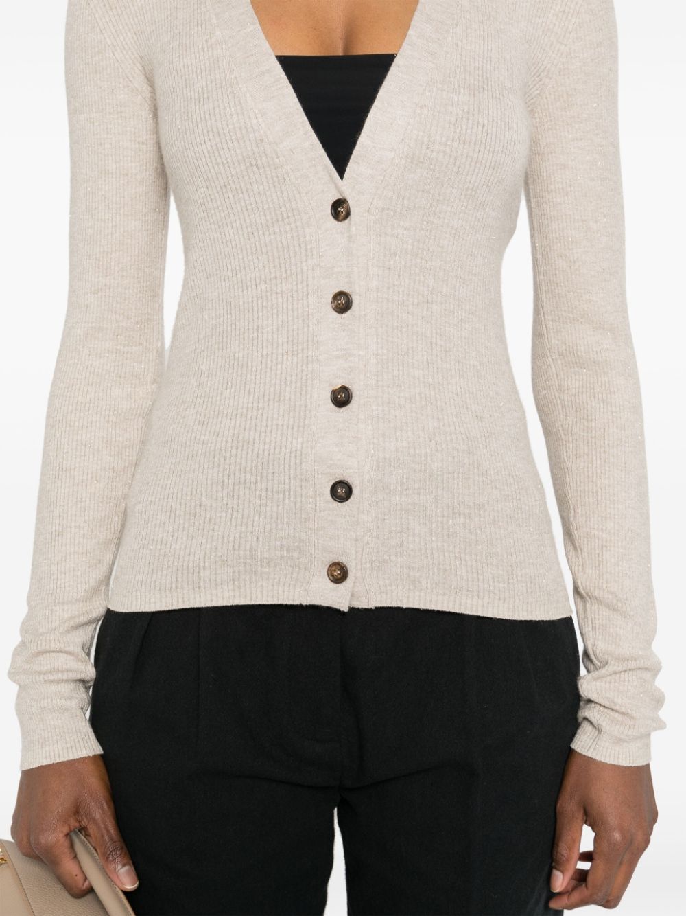 Brunello Cucinelli metallic ribbed cardigan Women