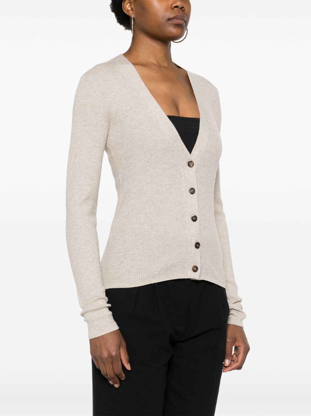 Brunello Cucinelli metallic ribbed cardigan Women