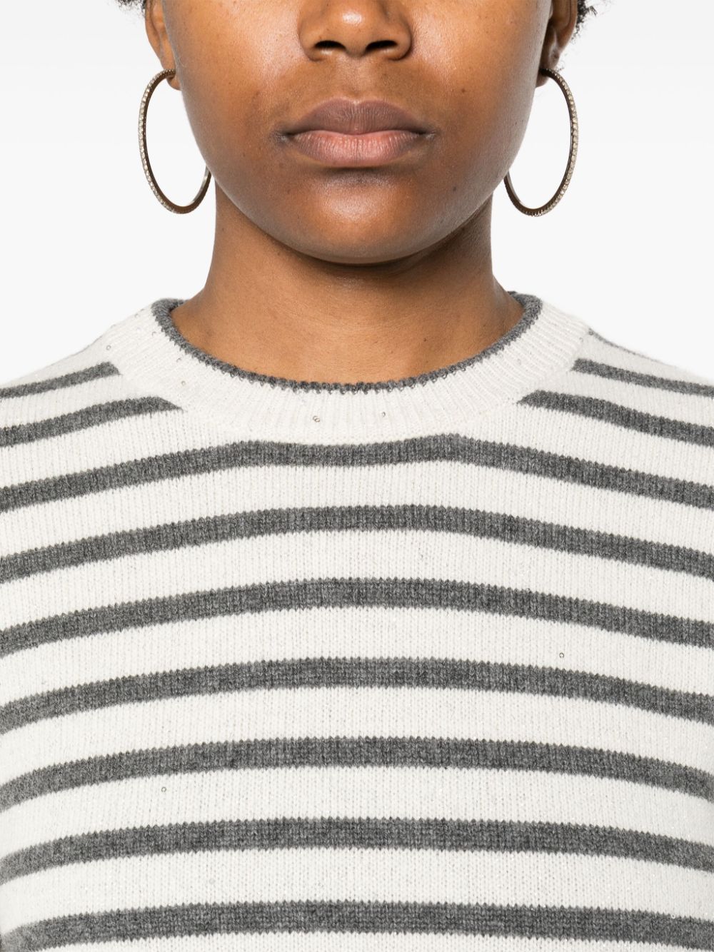 Brunello Cucinelli striped sequin-embellished jumper Women