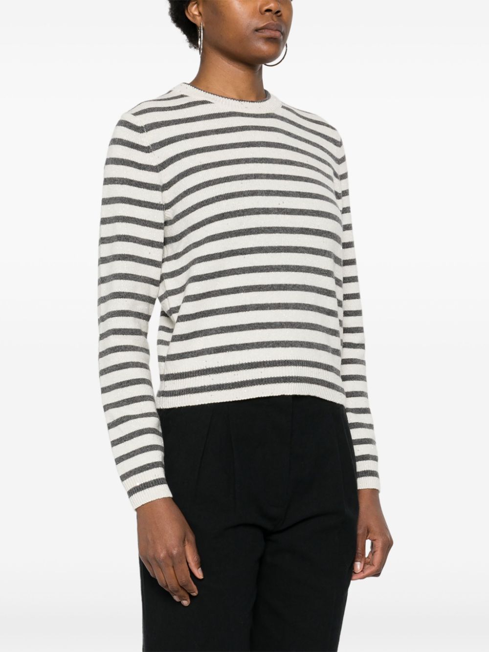 Brunello Cucinelli striped sequin-embellished jumper Women