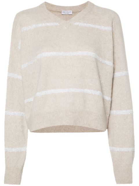 Brunello Cucinelli striped sequin-embellished jumper Women