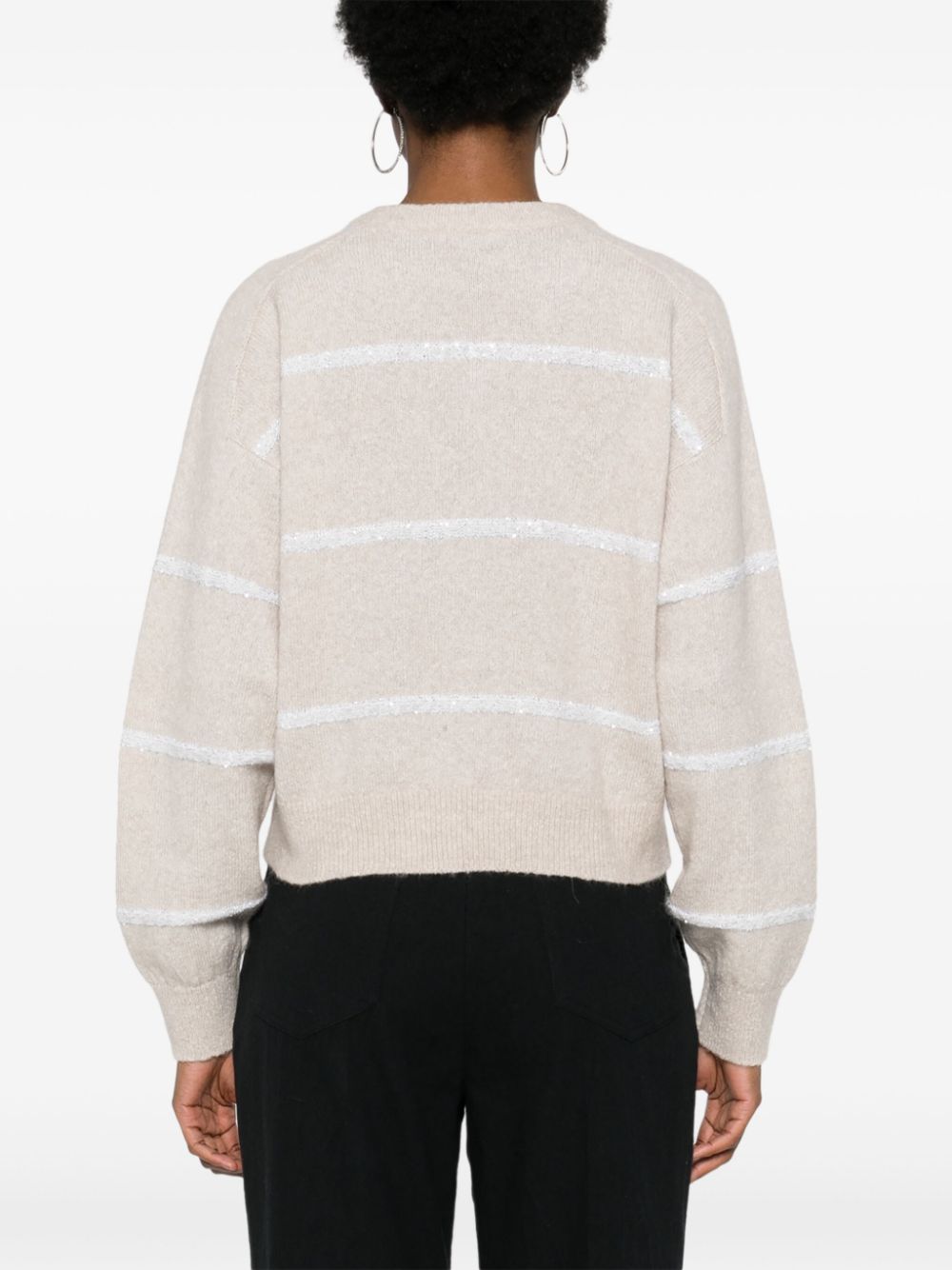 Brunello Cucinelli striped sequin-embellished jumper Women