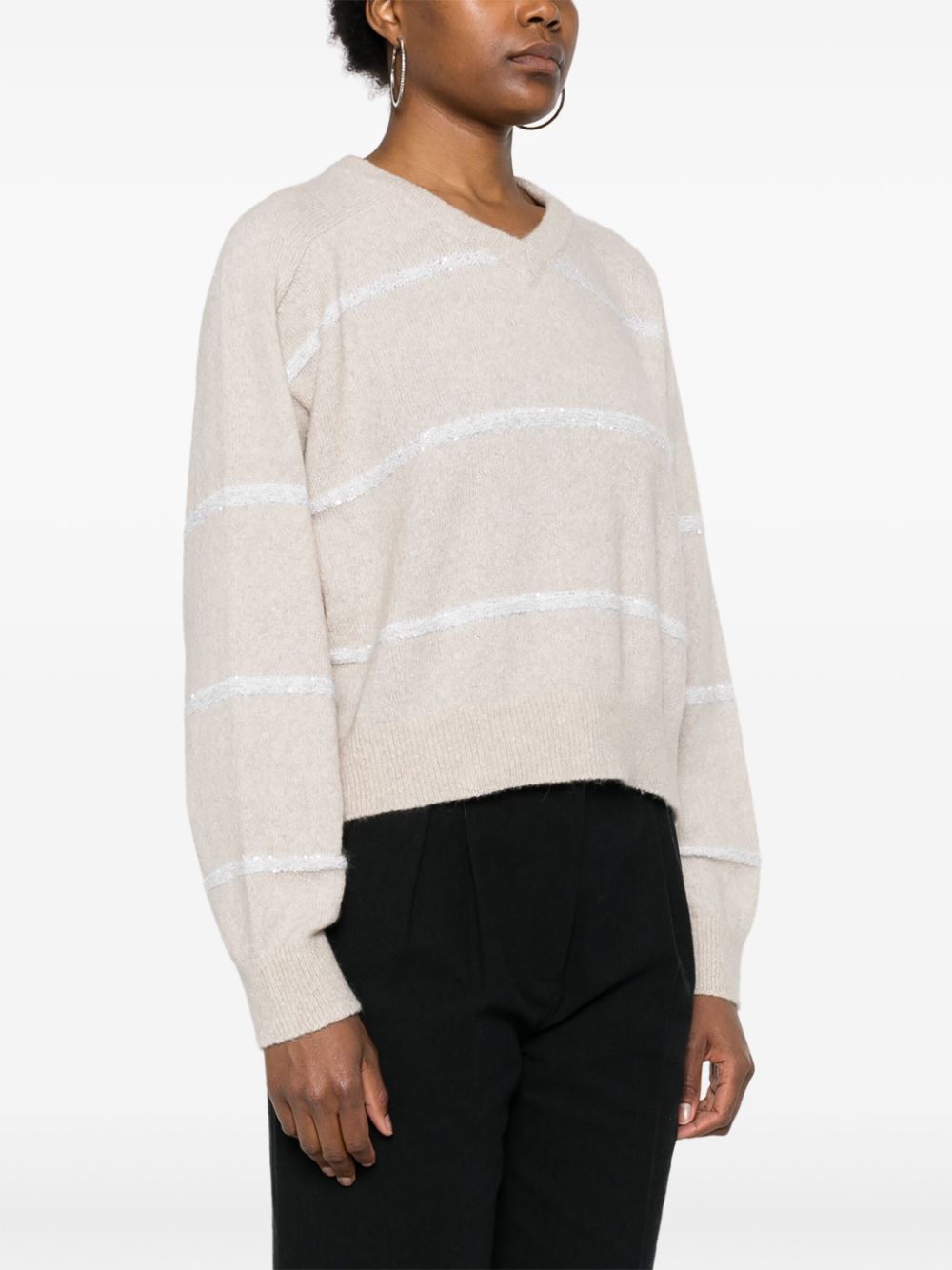 Brunello Cucinelli striped sequin-embellished jumper Women