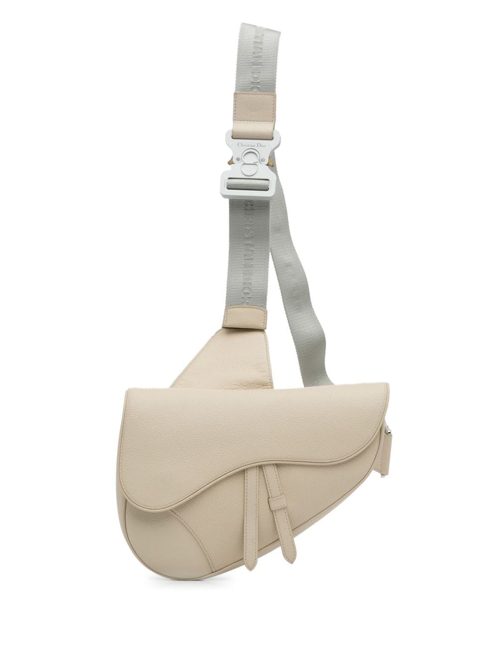 Pre-owned Dior 2020 Leather Saddle Crossbody Bag In White