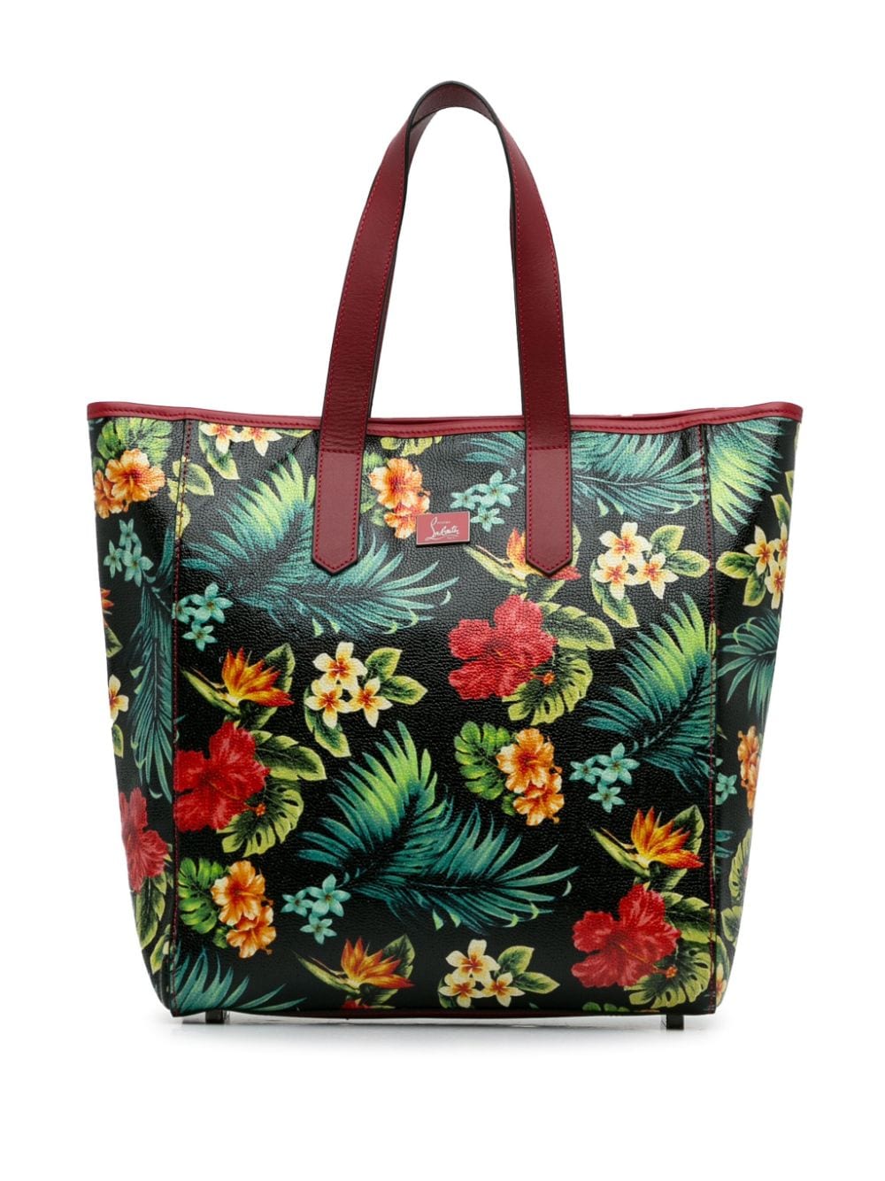 Pre-owned Christian Louboutin 2010-2023 Tropical Floral Tote Bag In Black