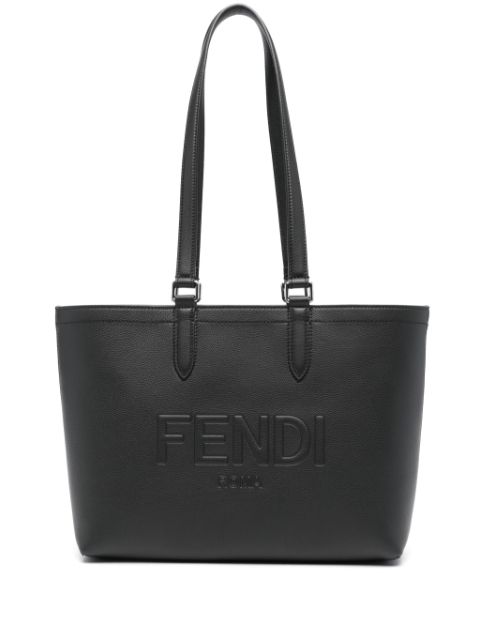 FENDI Roma logo-embossed leather tote bag
