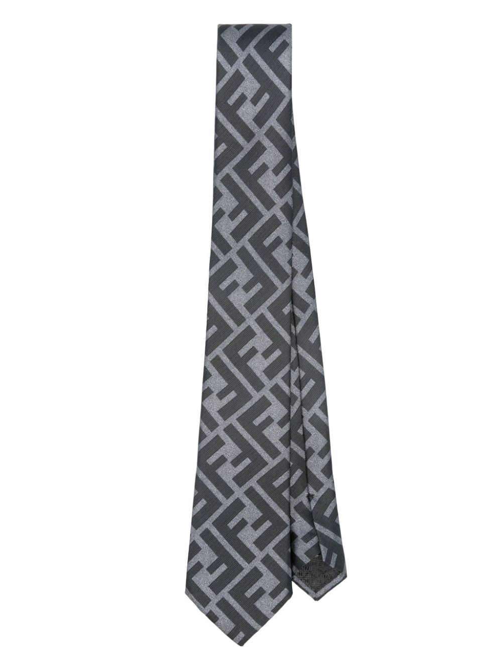 FENDI FF-motif silk tie - Blu