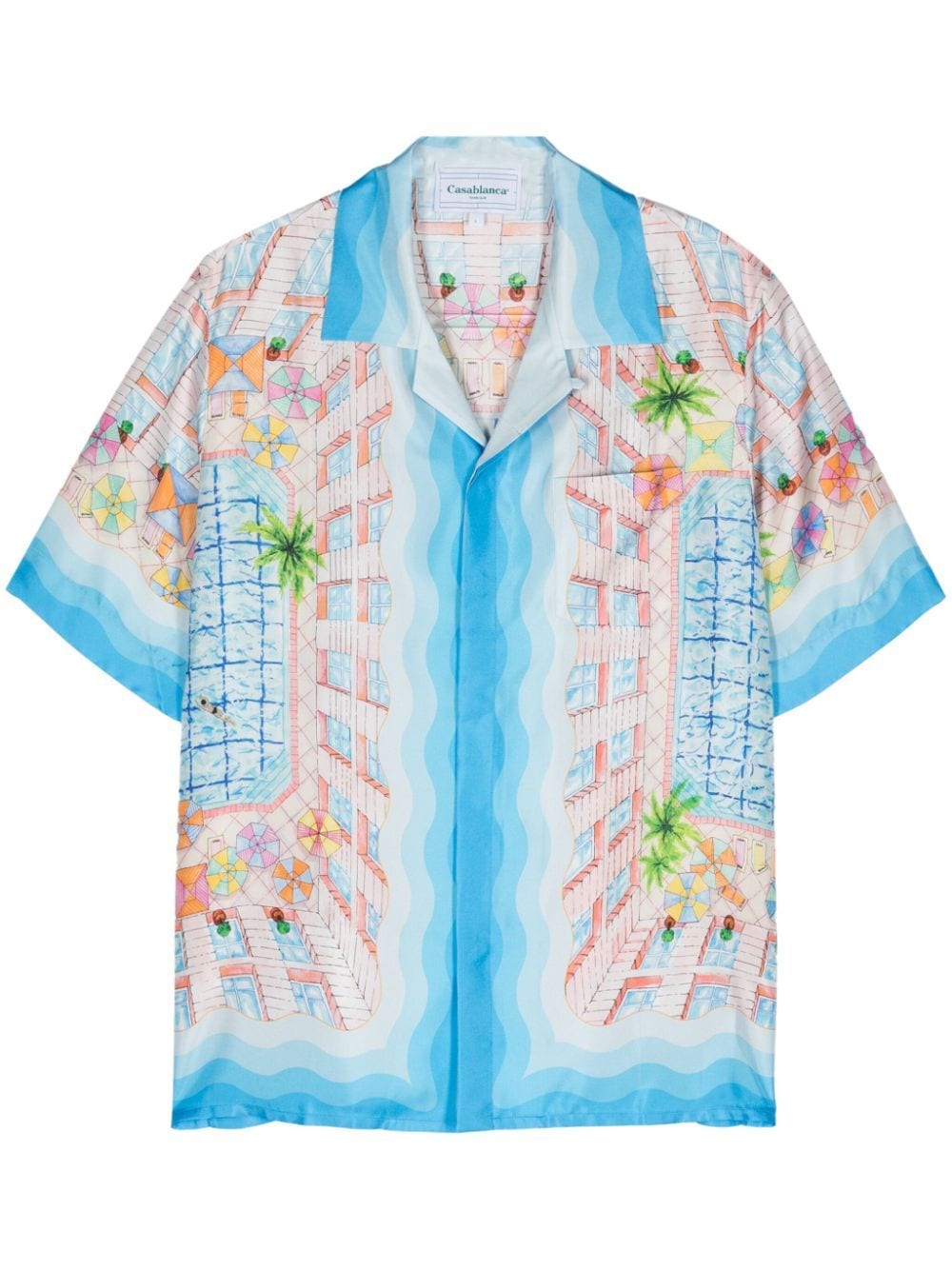 Shop Casablanca Le Plongeon Silk Shirt In Blue