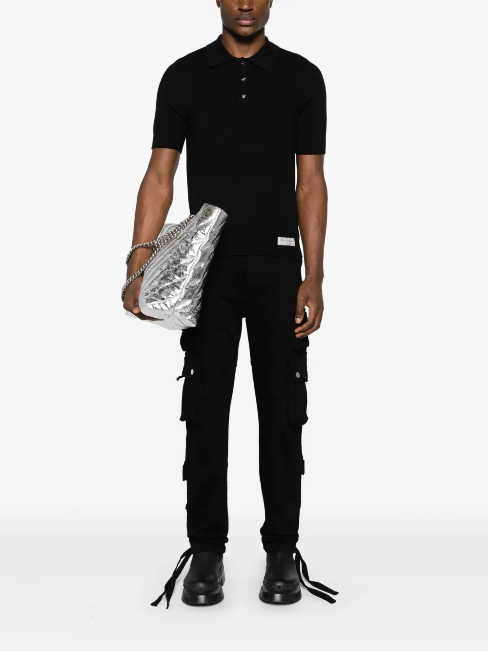 Balmain Poloshirt van merinowol - Zwart