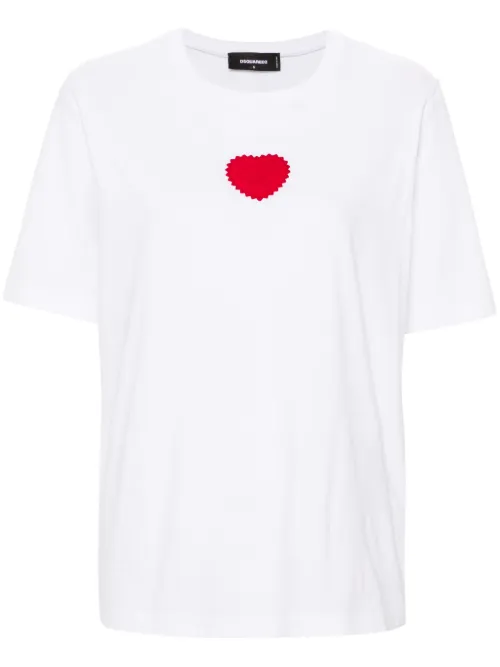 T-shirt en coton à patch cœur - DSQUARED2 - Modalova