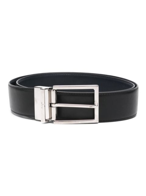 Brioni logo-debossed leather belt
