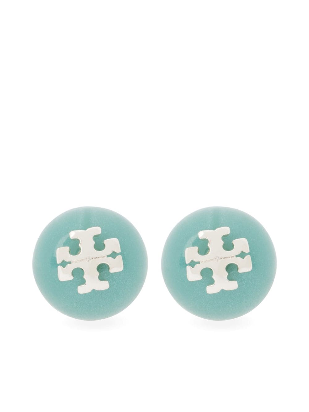 Tory Burch Logo Resin Stud Earrings In Blue