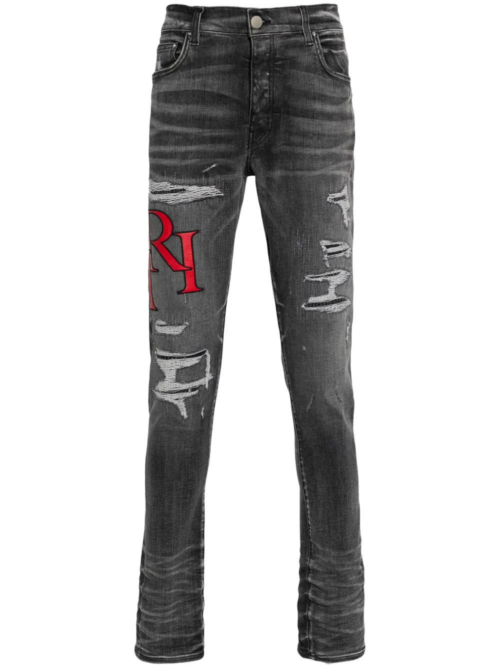 Amiri Distressed Skinny Jeans In Black