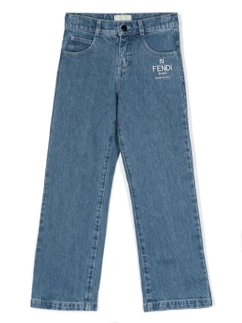 Fendi Kids logo-embroidered straight-leg jeans