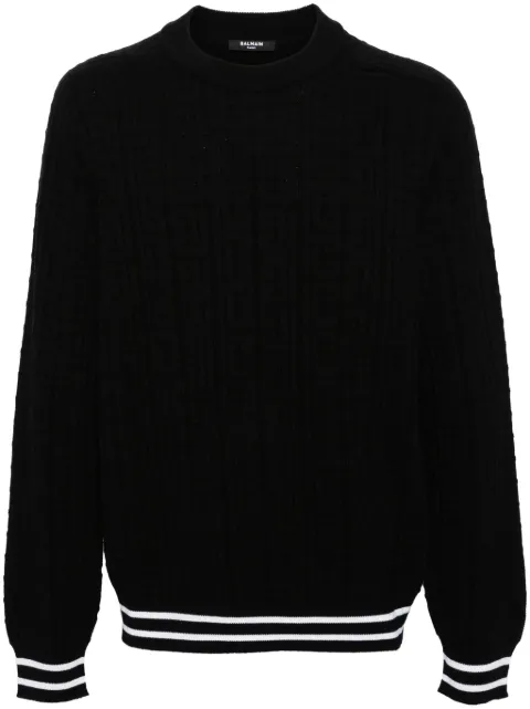 Balmain patterned-jacquard merino jumper Men