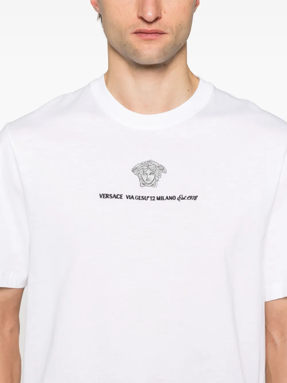 Affordable Versace Medusa Milano embroidered T-shirt Men