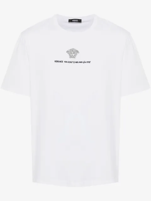 Versace embroidered cotton-jersey T-shirt