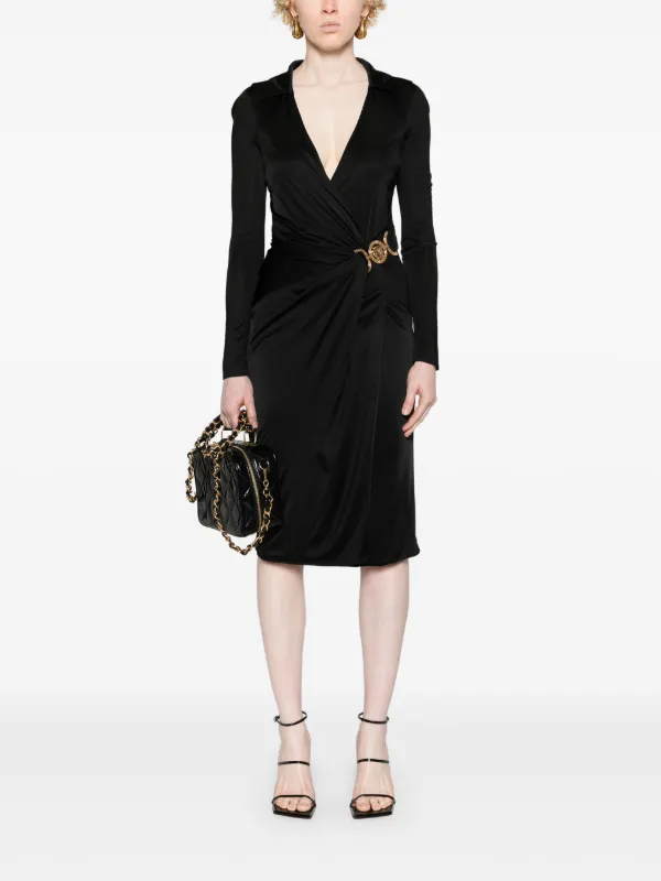 【VIP SALE】VERSACE メデューサチャーム ウール ブラックドレス レディース デザイナー ドレス | ヴェルサーチェ 日本