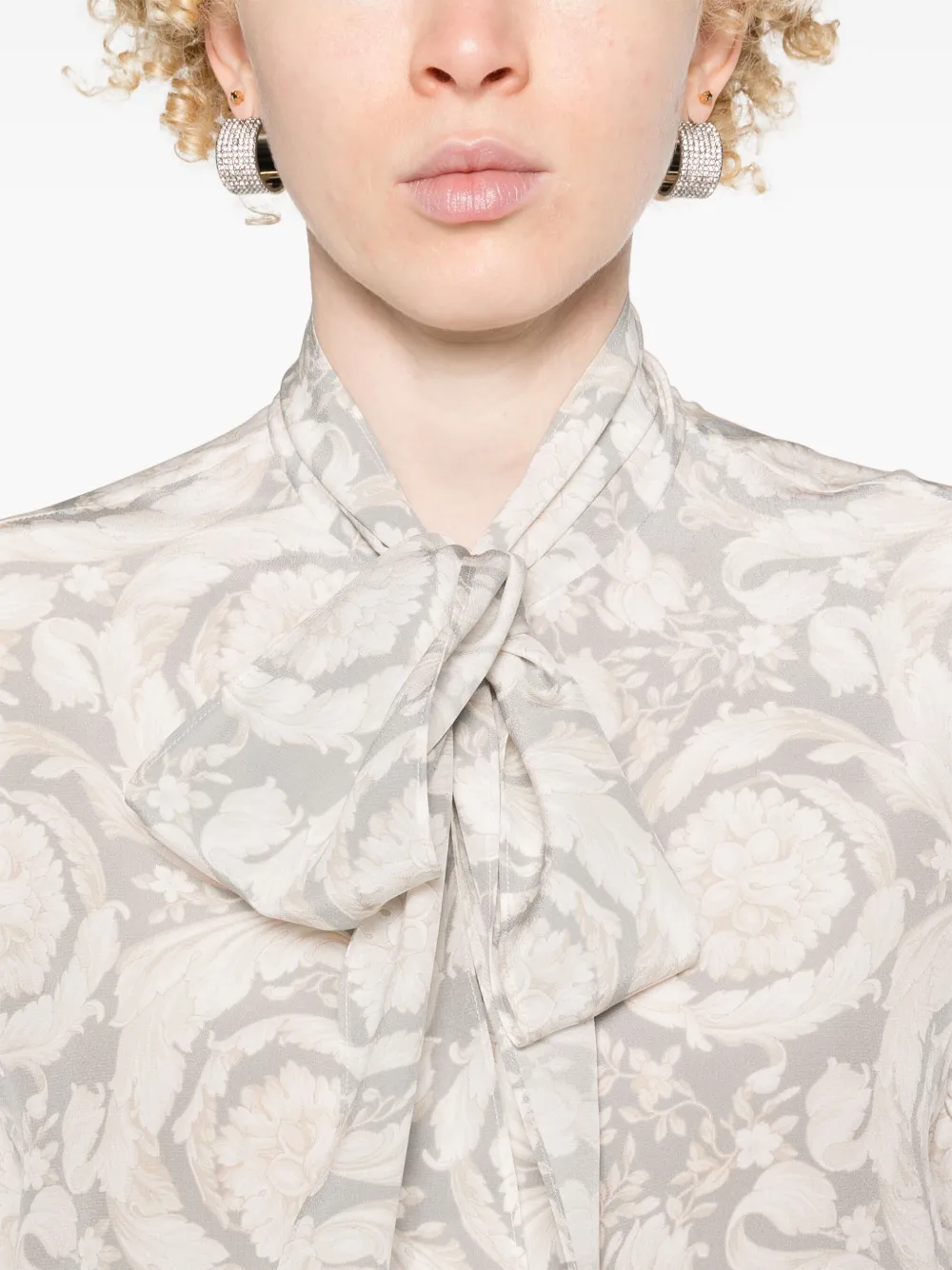 Affordable Versace Barocco-print crepe shirt Women