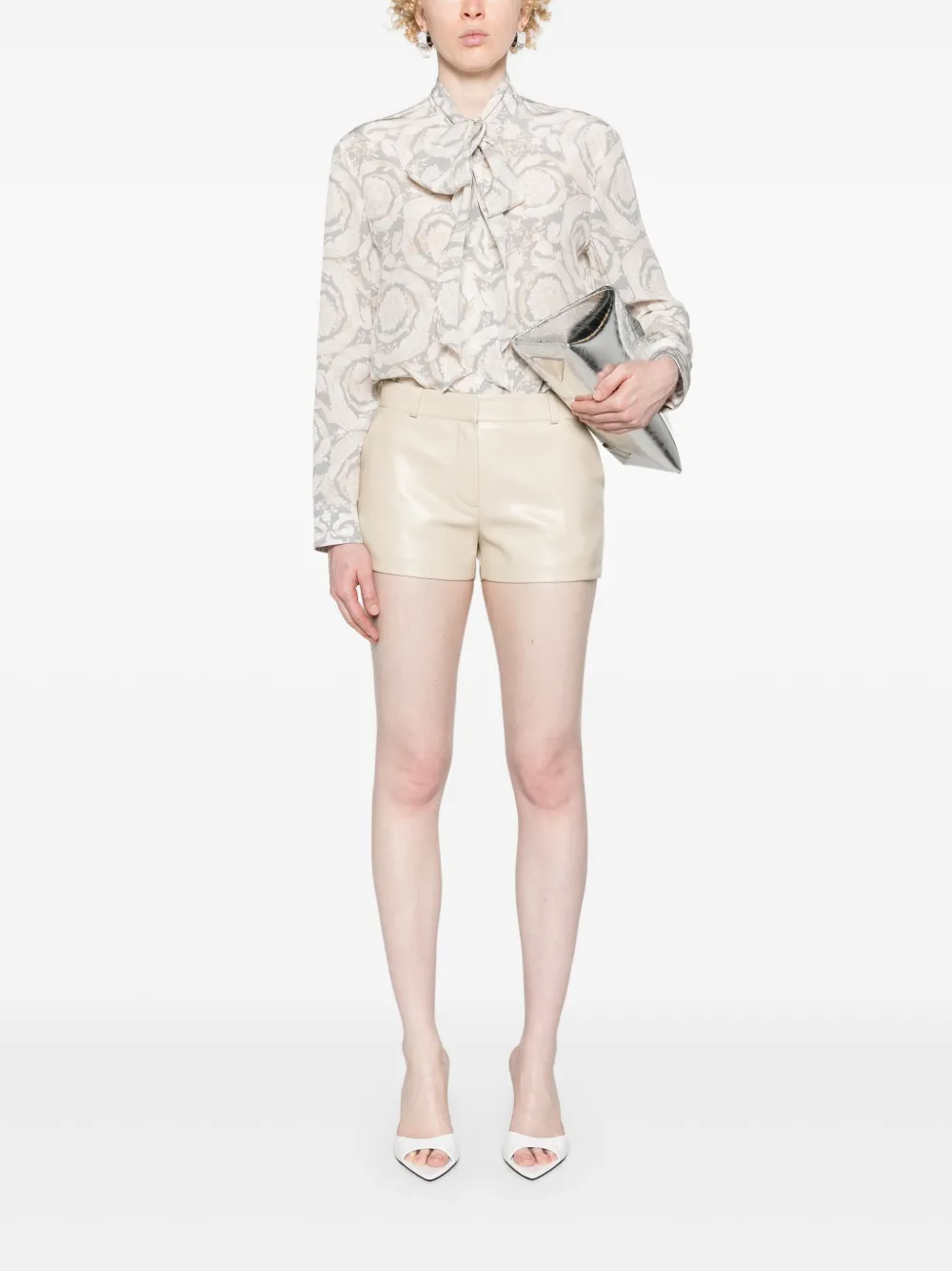 Versace Barocco-print crepe shirt - Grijs