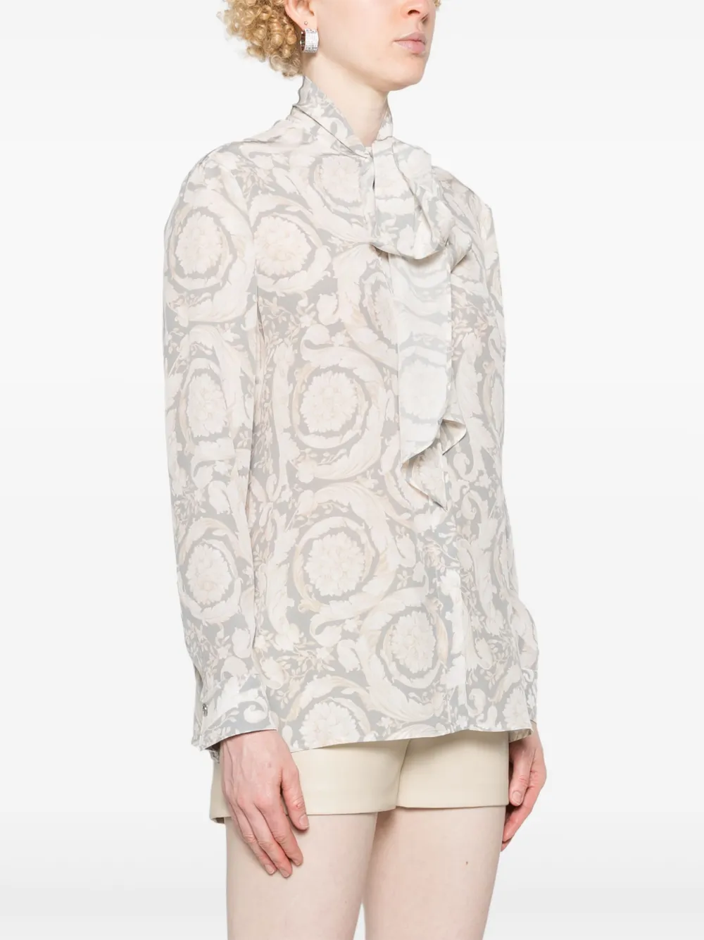 Affordable Versace Barocco-print crepe shirt Women