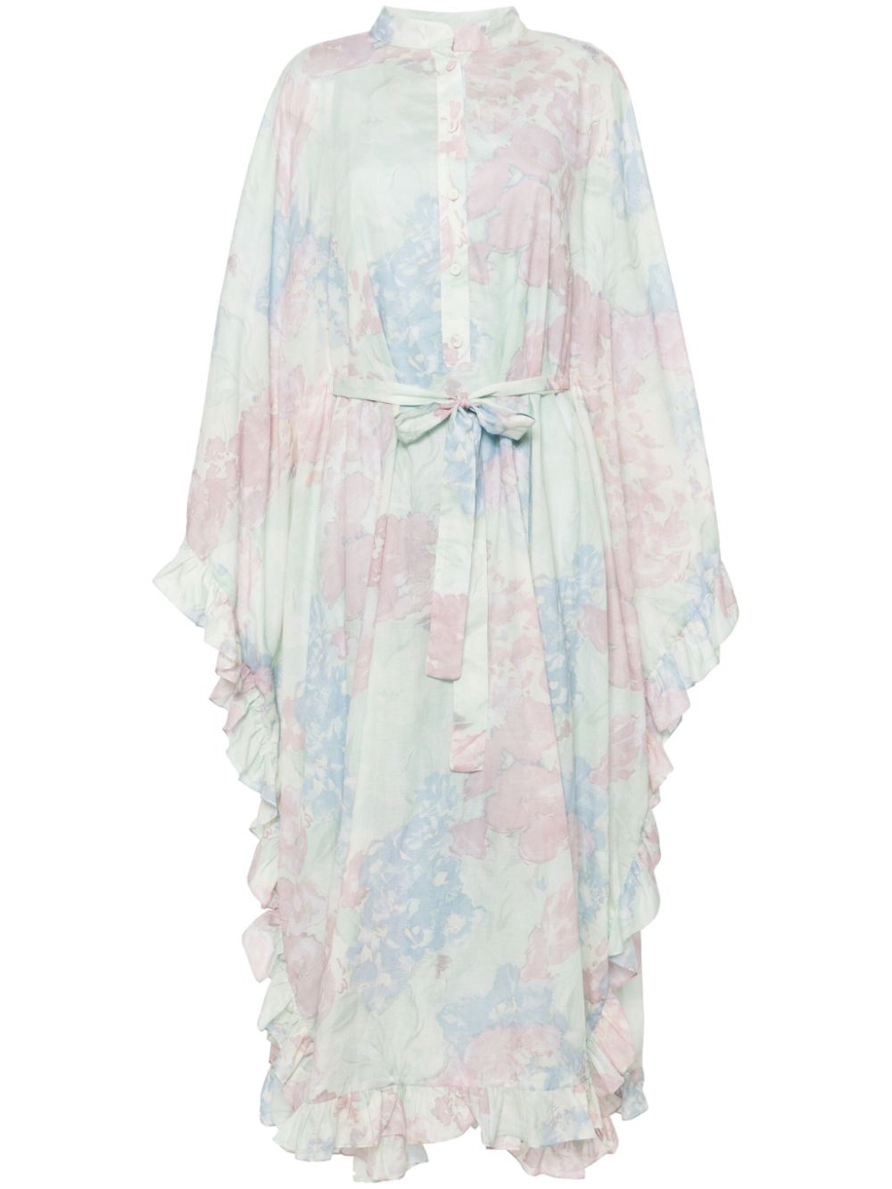 floral-print cotton kaftan dress