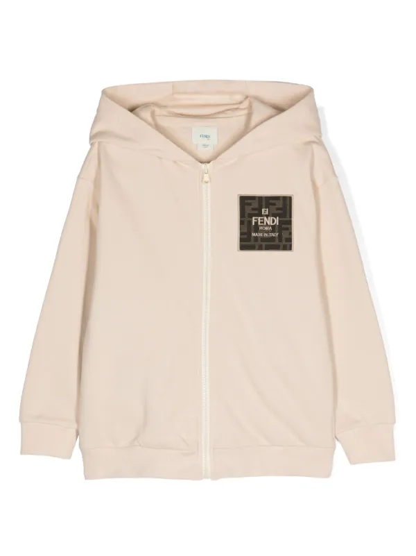 Fendi Kids appliqué-logo Zipped Hoodie Neutrals FARFETCH IN