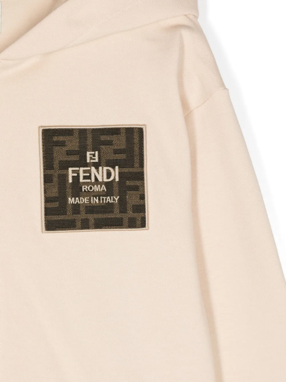 Fendi Kids Hoodie met rits en logo-applicatie Beige