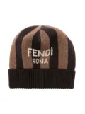 Fendi Kids striped virgin-wool beanie - Brown