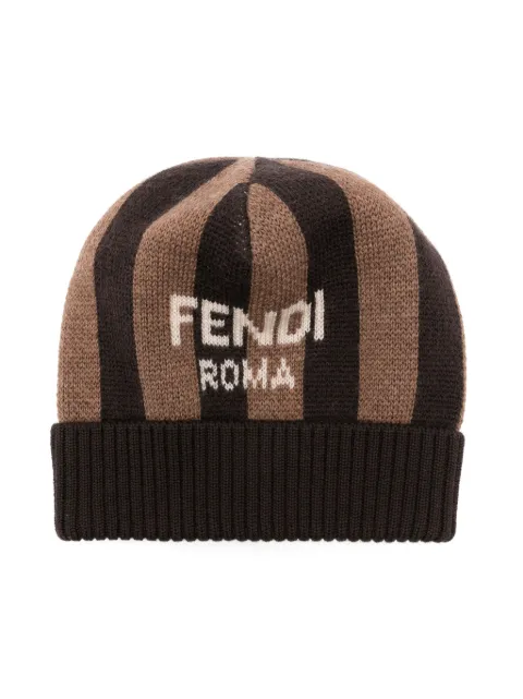 Fendi Kids striped virgin-wool beanie