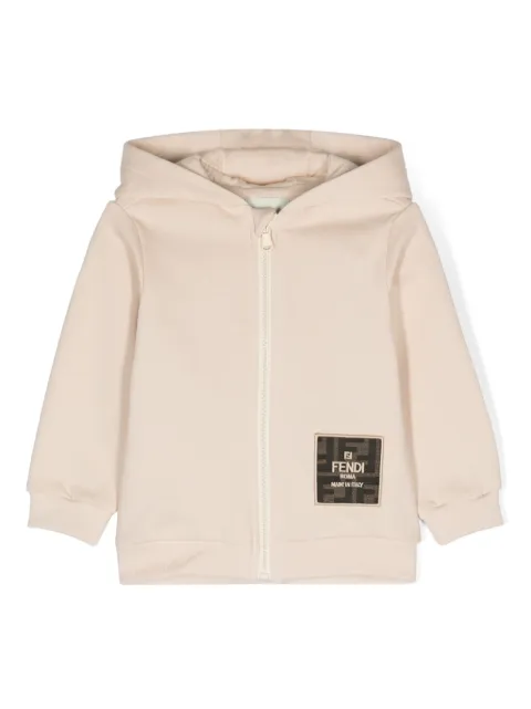 Fendi Kids appliqué-logo zipped hoodie