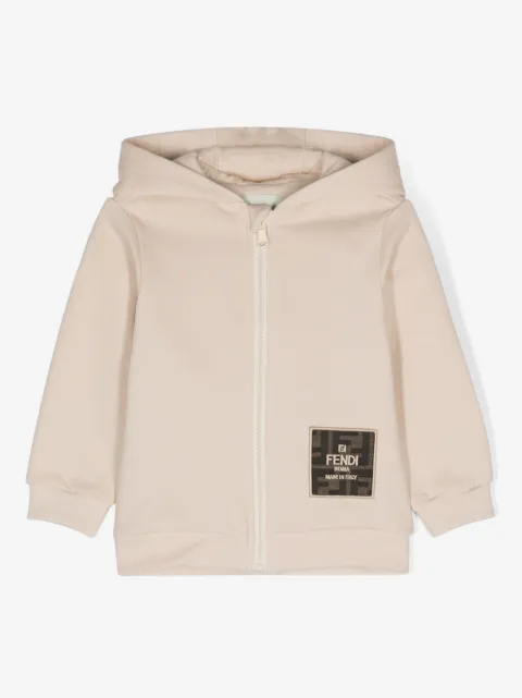 Fendi Kids hoodie con cierre y aplique del logo