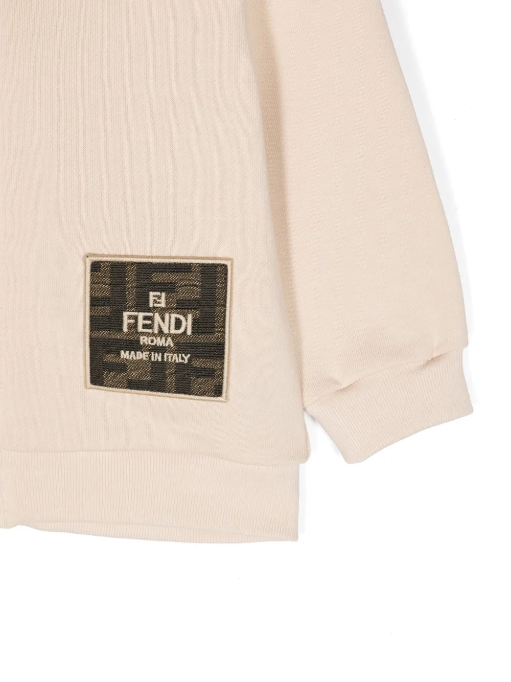 Fendi Kids Hoodie met rits en logo-applicatie Beige