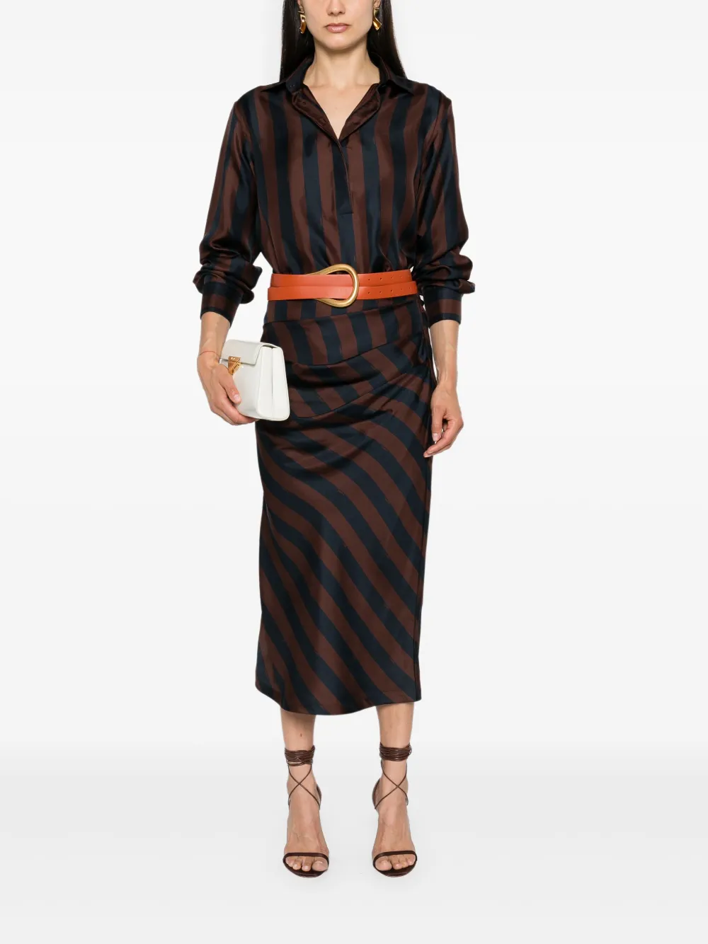 FENDI Blouse met pequin streep - Blauw