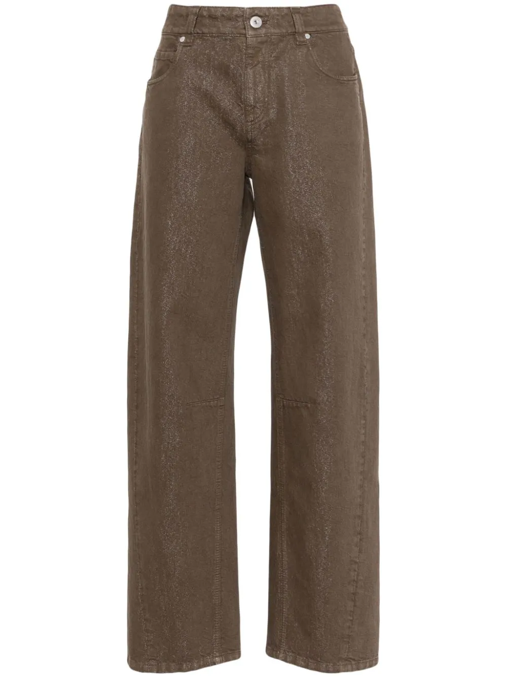 Brunello Cucinelli Glitter-detailing Straight Jeans In Brown