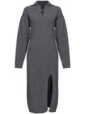 PINKO spread-collar knitted midi dress - Grey