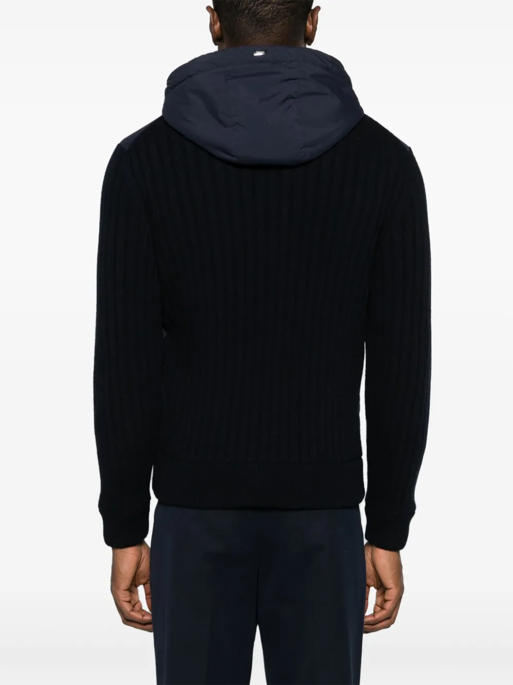 Herno Jack met capuchon en gebreide vlakken Blauw