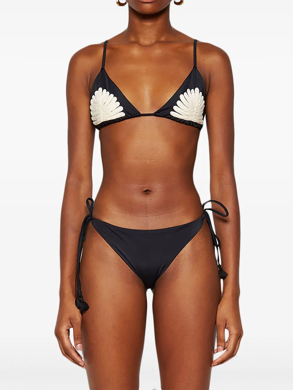 Johanna Ortiz Visionary Arts Embroidered-motif Bikini Top In Black