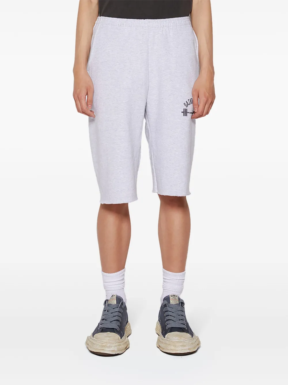 Saintwoods Logo-print Cotton Track Shorts In White
